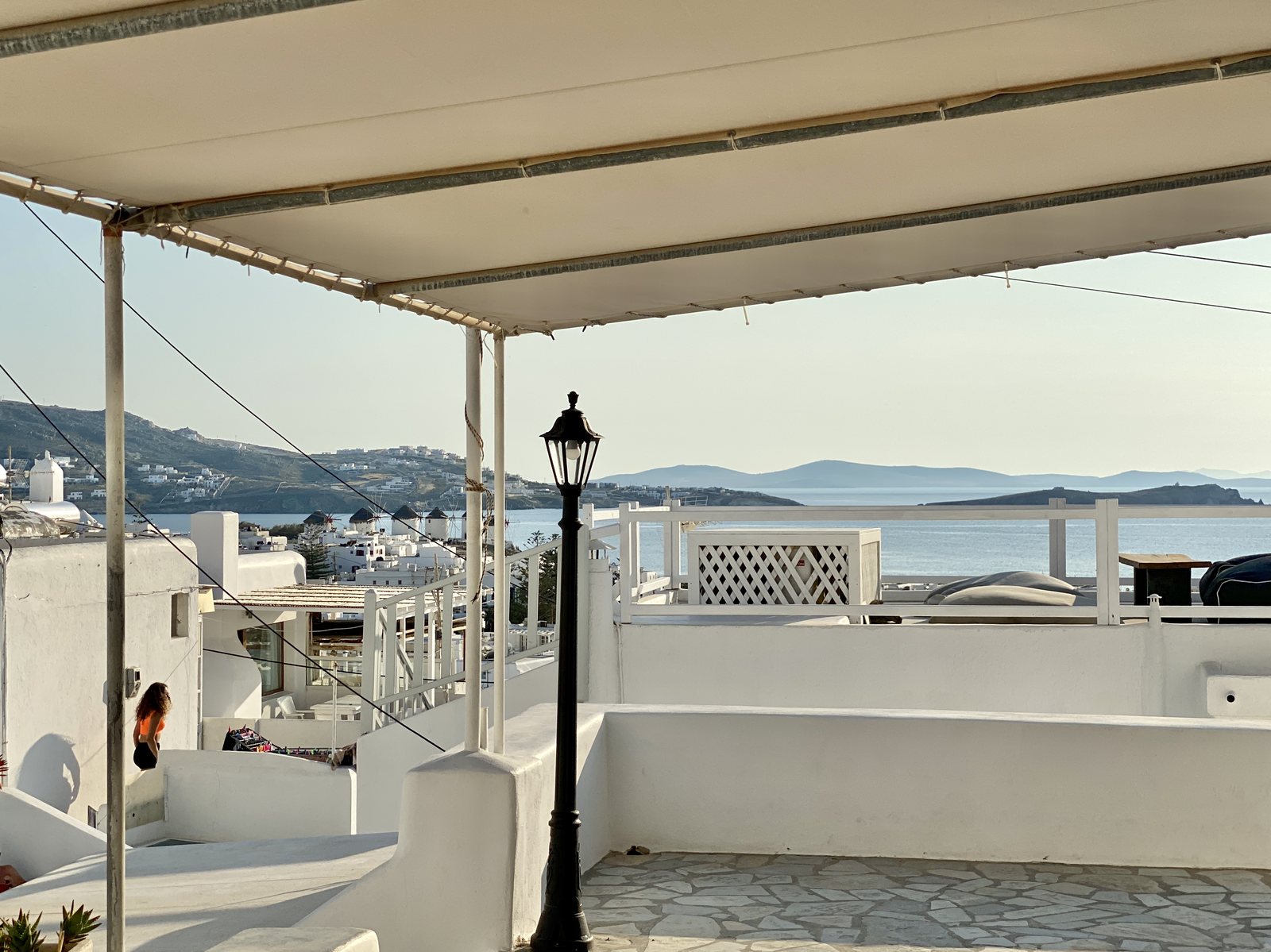 Witte windmolens van Mykonos